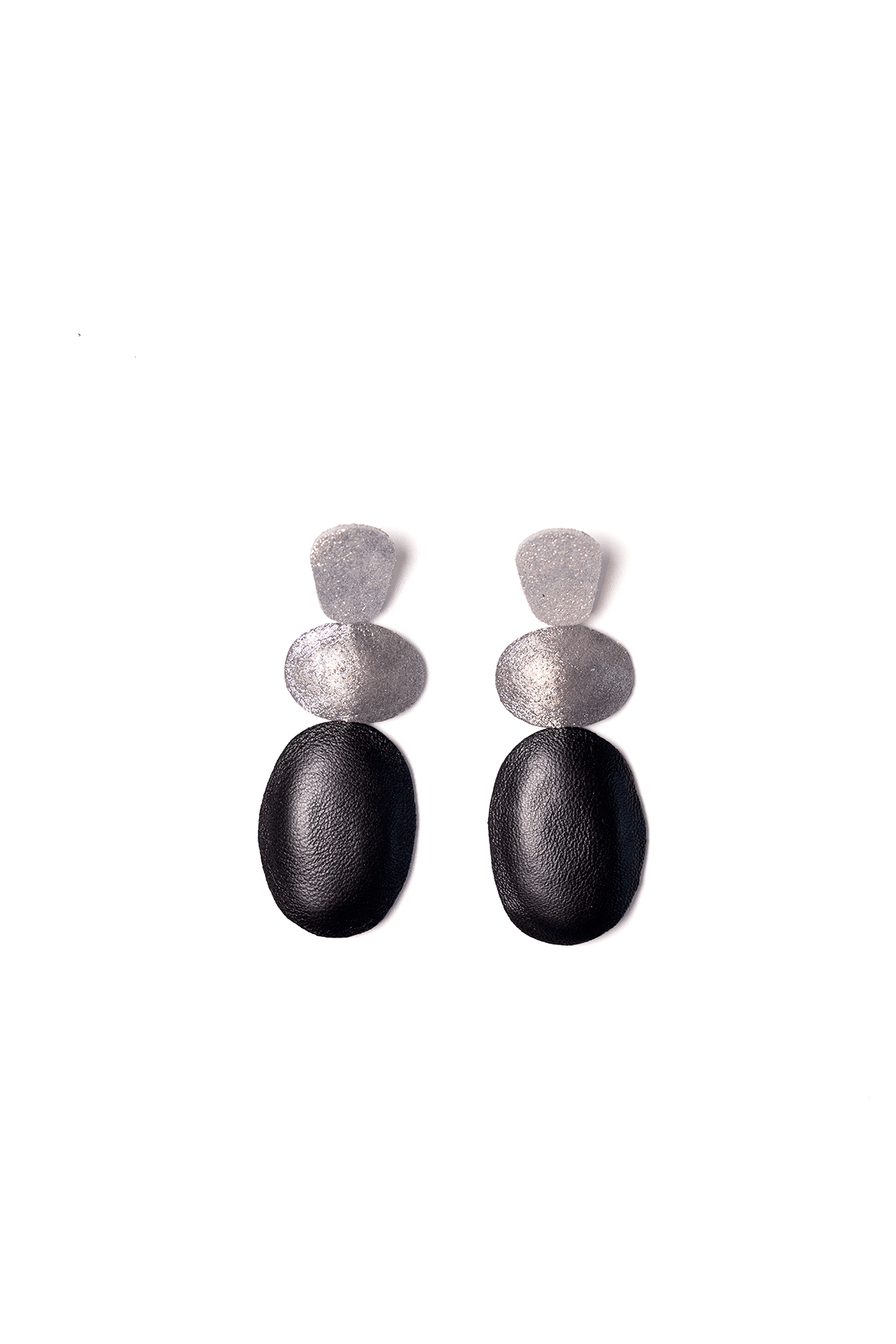 Leather Petal 3 Part Earrings