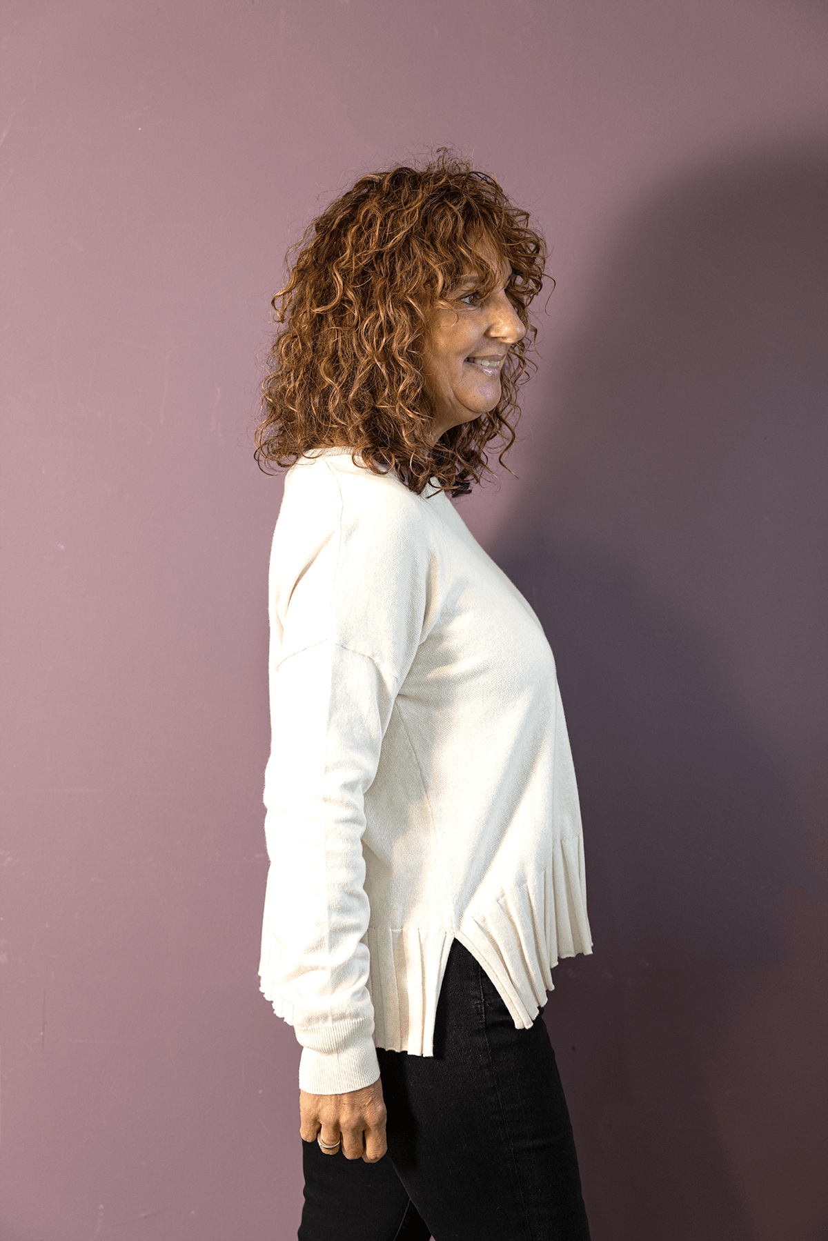 Wide Rib-Bottom Sweater
