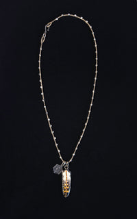 Painted Feather Necklace with Crystals