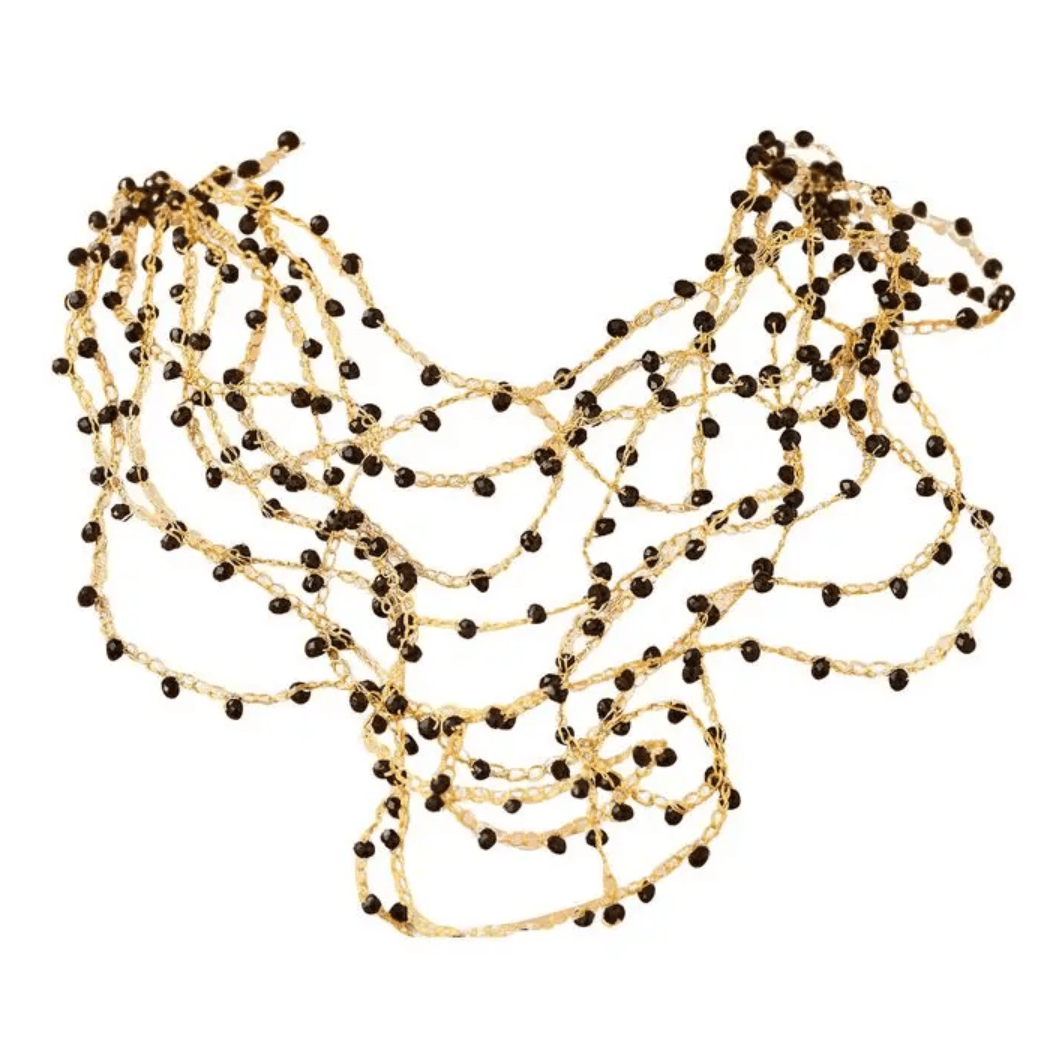 Black & Gold Multi-Strings Handmade Crochet Necklace