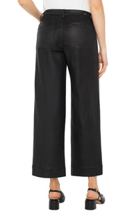 Black Coated Crop Wide Leg