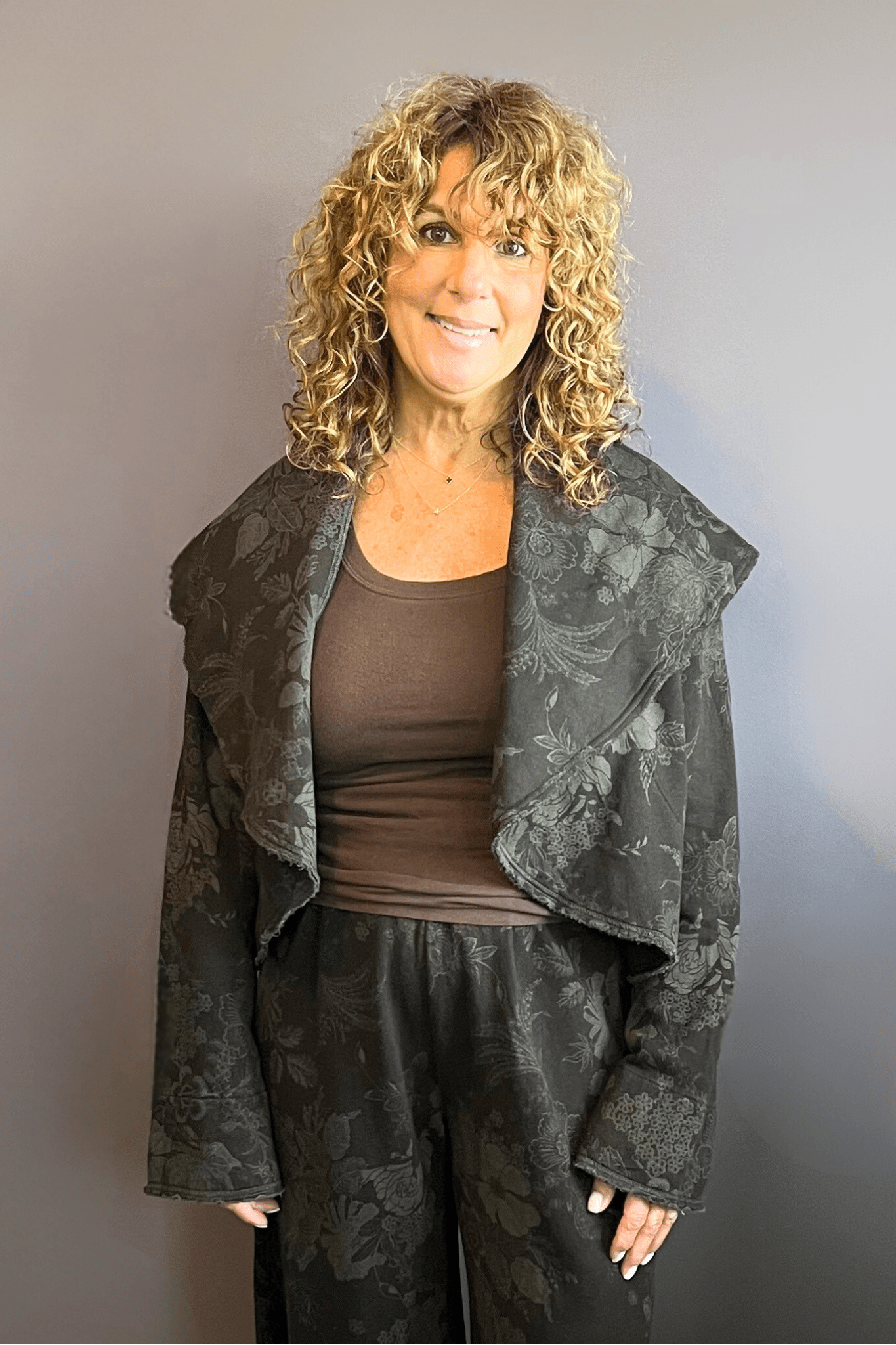 Floral Crop Wrap Coat