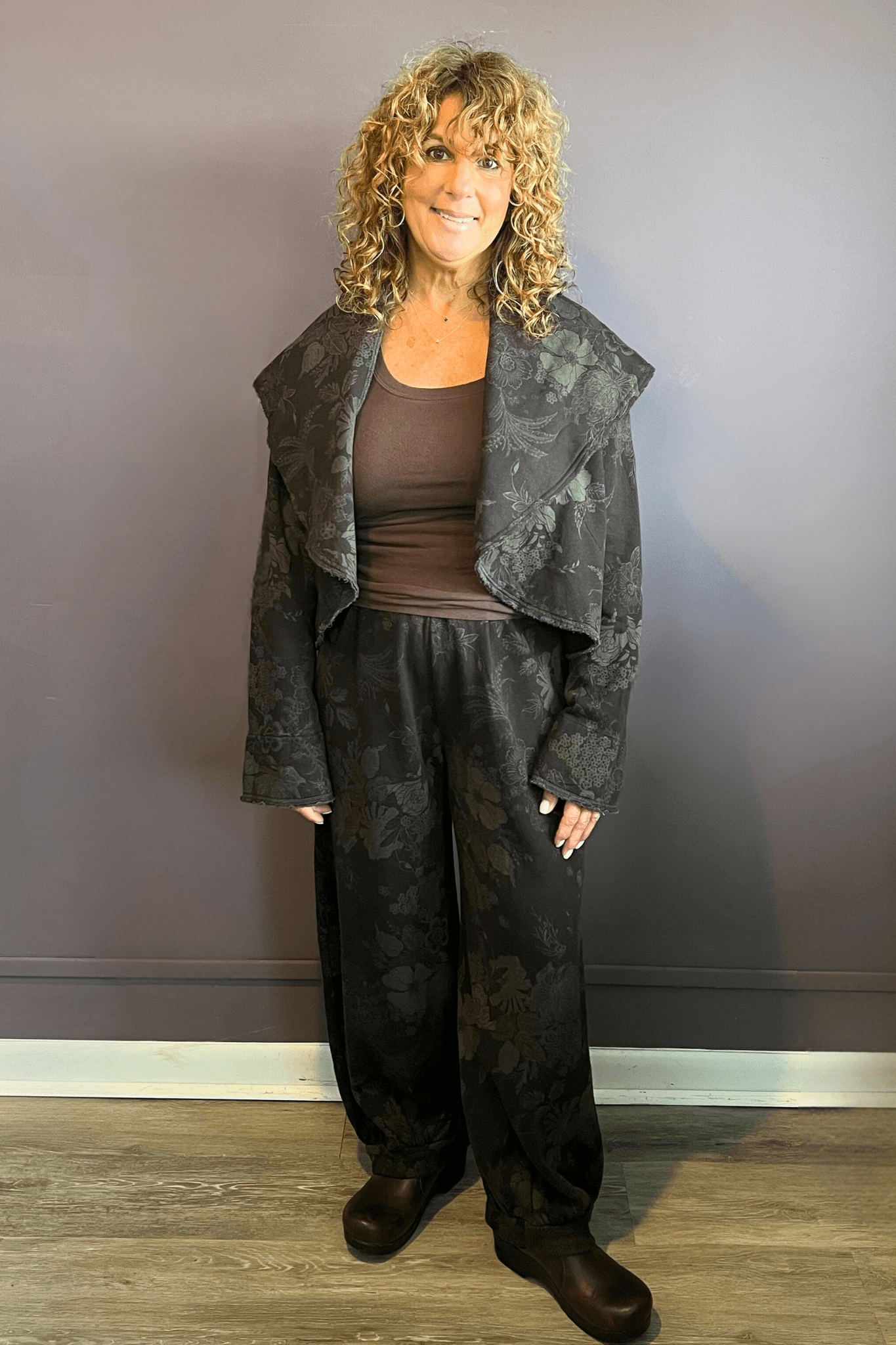 Floral Crop Wrap Coat