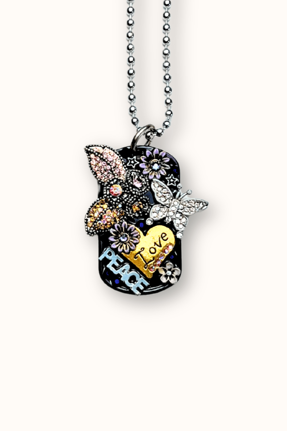 Peace & Love Dog Tag Necklace