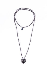 Chocolate Across Heart Long Necklace