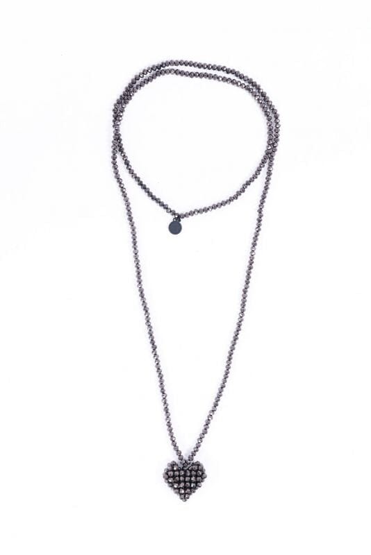 Chocolate Across Heart Long Necklace