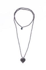 Chocolate Across Heart Long Necklace