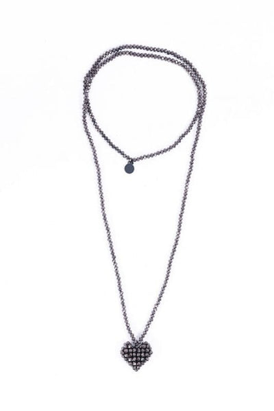 Chocolate Across Heart Long Necklace