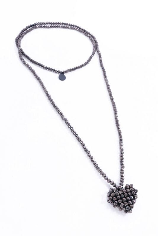 Chocolate Across Heart Long Necklace