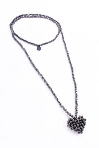 Chocolate Across Heart Long Necklace