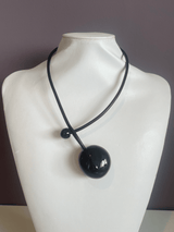 Shiny Black Brigitte Necklace - 21"