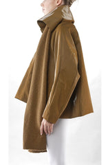 Short Leatherette Coat with Scarf
