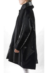 Long Leatherette Coat with Scarf