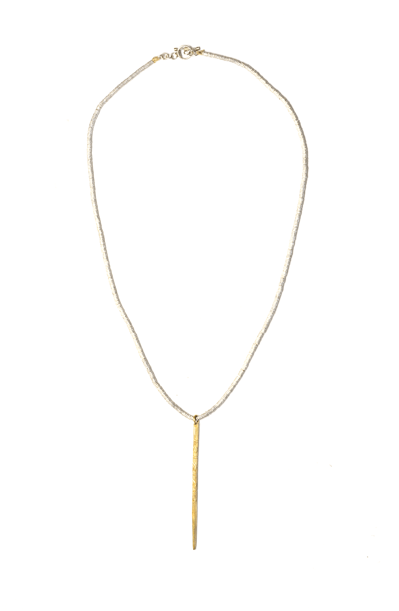 Silver And Brass Spike Necklace