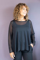 Black Mesh Memphis Top - Plus Size