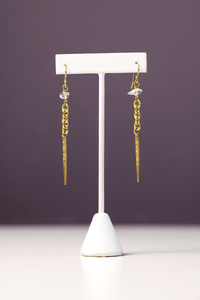 Herkimer & Brass Spike Earring