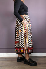 Vanessa Chocolate Printed Midi Skirt