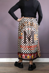 Vanessa Chocolate Printed Midi Skirt