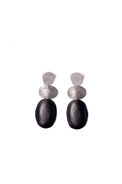 Leather Petal 3 Part Earrings