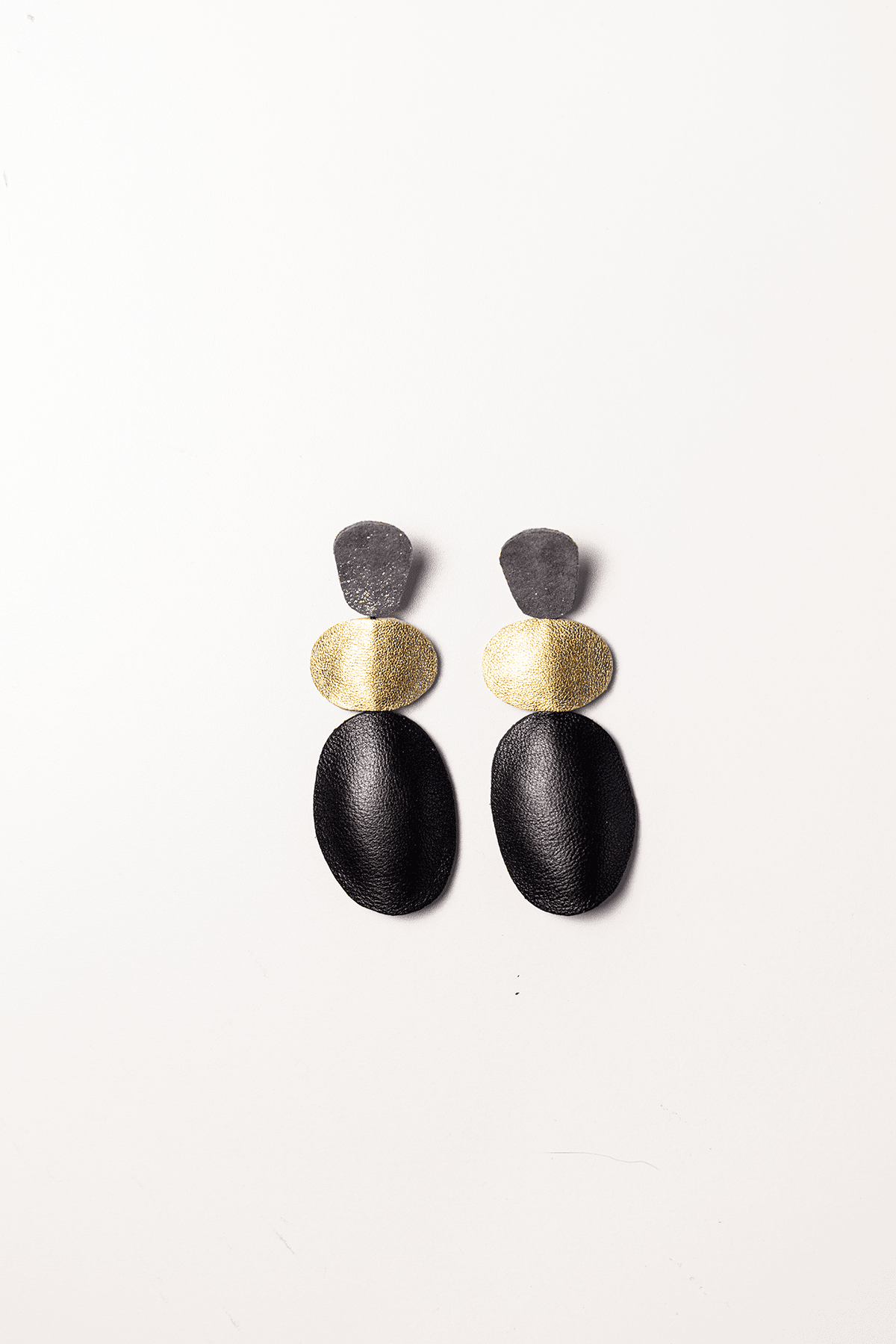 Leather Petal 3 Part Earrings