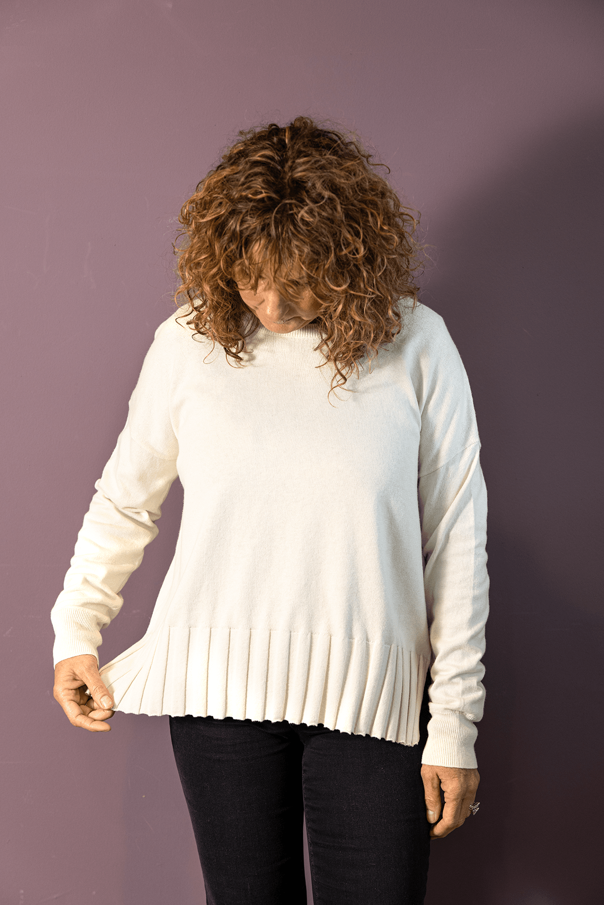 Wide Rib-Bottom Sweater