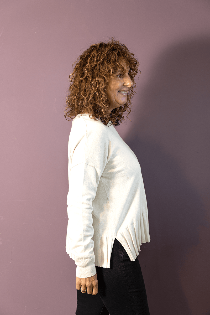 Wide Rib-Bottom Sweater