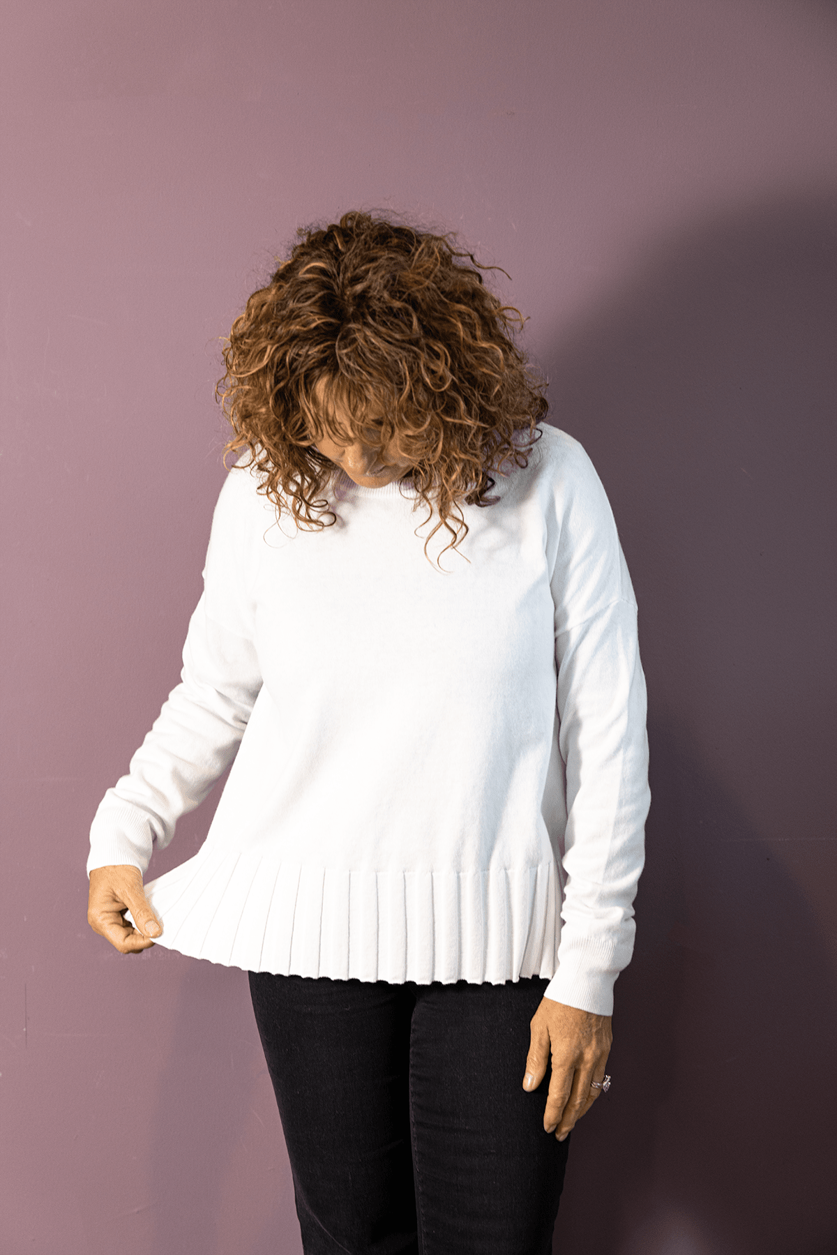 Wide Rib-Bottom Sweater