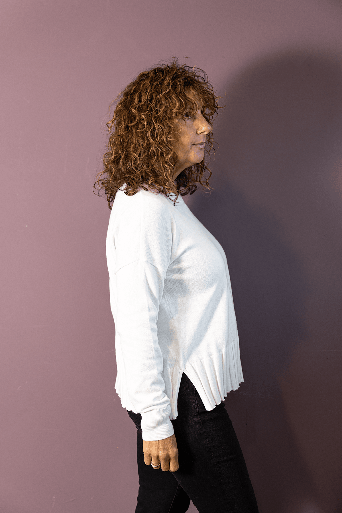 Wide Rib-Bottom Sweater