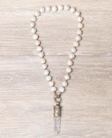 Freshwater Pearl Necklace with Diamond Clasp and Dagger Pendant