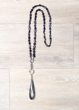 Blue Agate Beads with Glass Teardrop