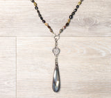 Faceted Agate With Silver Charm and Agate Teardrop