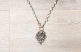 Pearl with Vintage Heart Locket Necklace