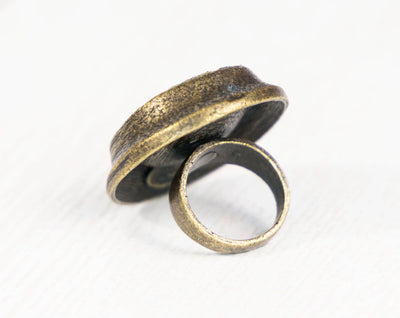 Oversized Concave Leather Ring