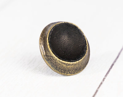 Oversized Concave Leather Ring