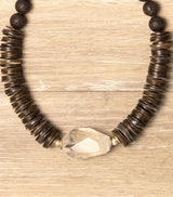 Crystal and Coconut Shell Necklace