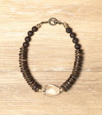 Crystal and Coconut Shell Necklace