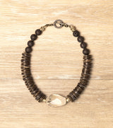 Crystal and Coconut Shell Necklace