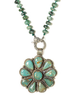 Turquoise Flower with Jade Beads