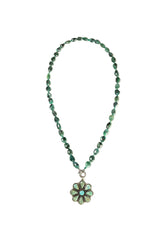 Turquoise Flower with Faceted Emerald
