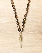 Stone Chain with Crystal Drop Necklace