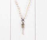 Freshwater Pearl Necklace with Diamond Clasp and Dagger Pendant