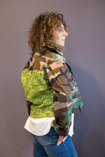 Cropped Lace Back Camo Jacket