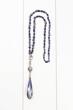 Blue Agate Beads with Glass Teardrop