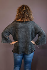 Black Holey Mineral Wash Sweater