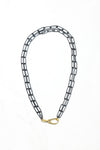 Mixed Metal Paperclip and Lock Necklace