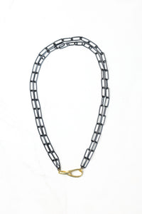 Mixed Metal Paperclip and Lock Necklace