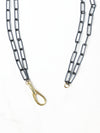 Mixed Metal Paperclip and Lock Necklace