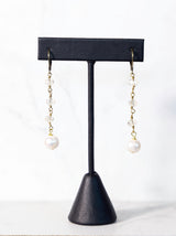 Three Drop Crystals with Fresh Water Pearl Earrings