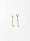 Three Drop Crystals with Fresh Water Pearl Earrings
