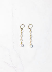 Three Drop Crystals with Fresh Water Pearl Earrings